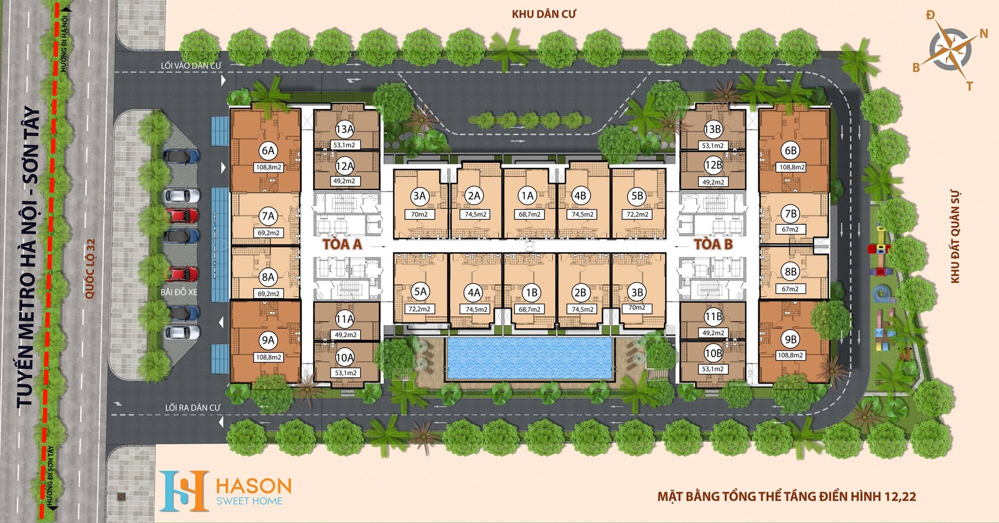mặt bằng dự án hà sơn sweet home trạm trôi