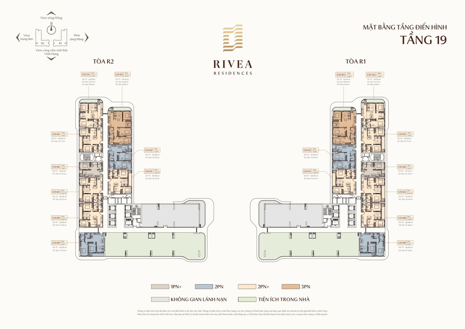 mặt bằng tầng 19 dự án rivea residences hà nội