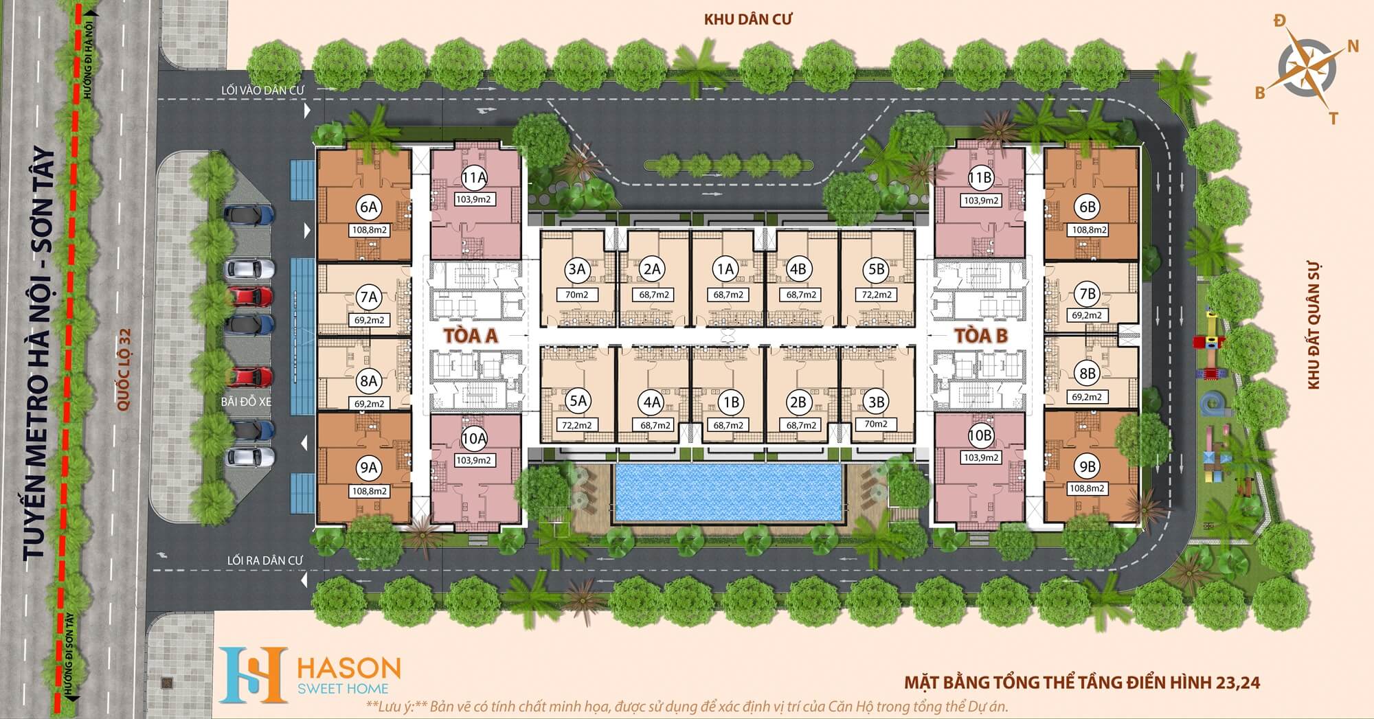 mặt bằng dự án hà sơn sweet home trạm trôi