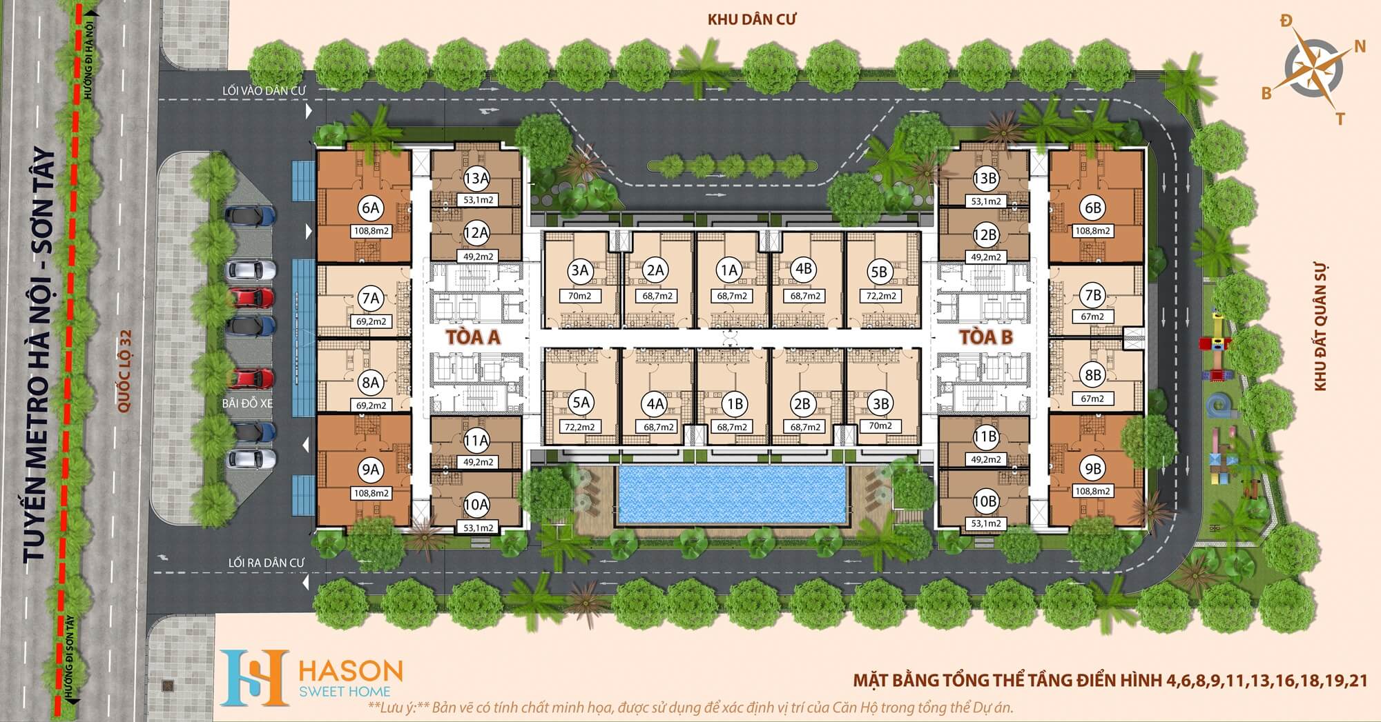 mặt bằng dự án hà sơn sweet home trạm trôi