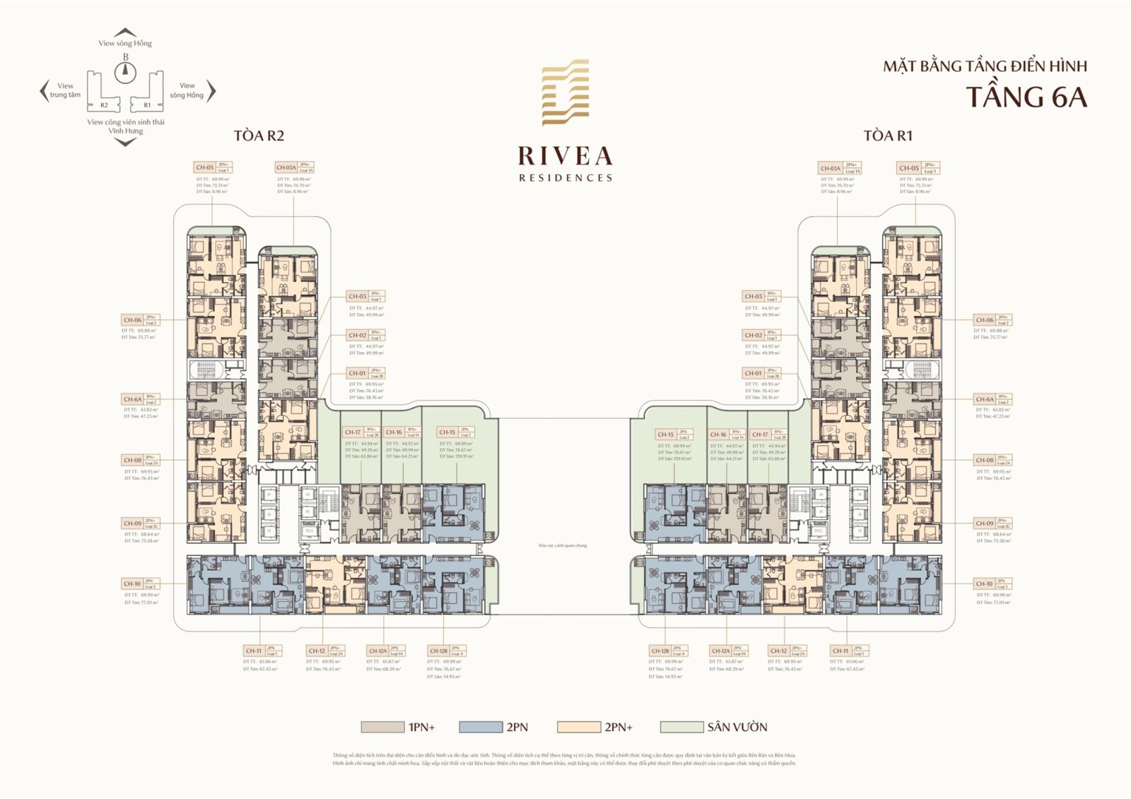 mặt bằng tầng 6a dự án rivea residences hà nội