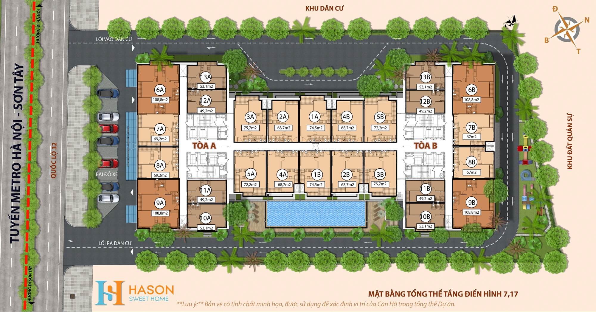 mặt bằng dự án hà sơn sweet home trạm trôi