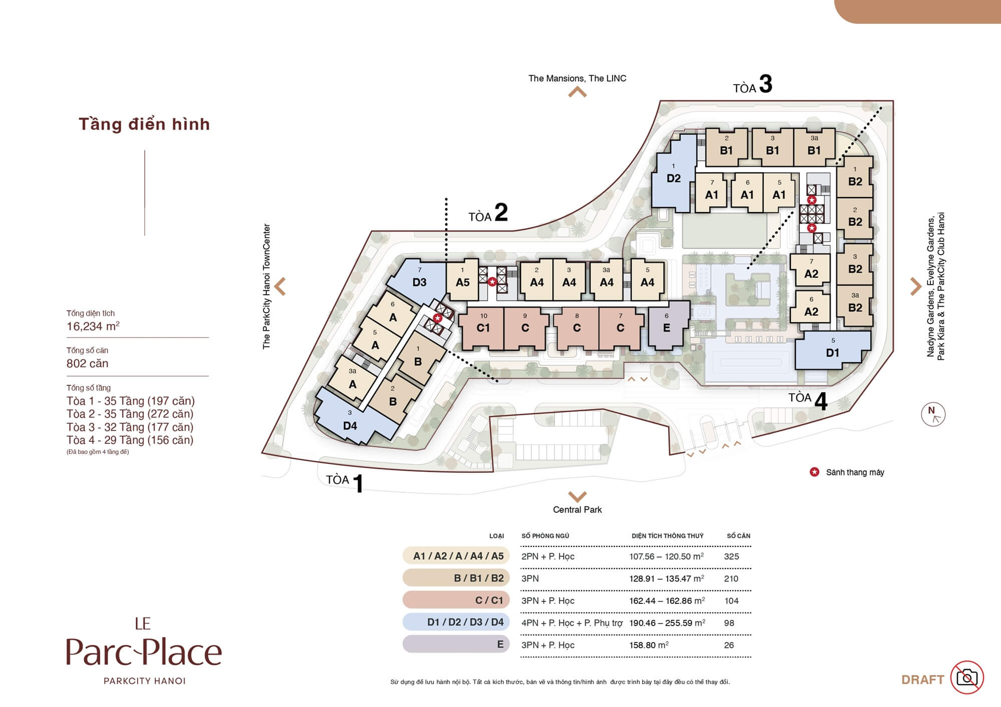 mặt bằng dự án le parc place parkcity hanoi