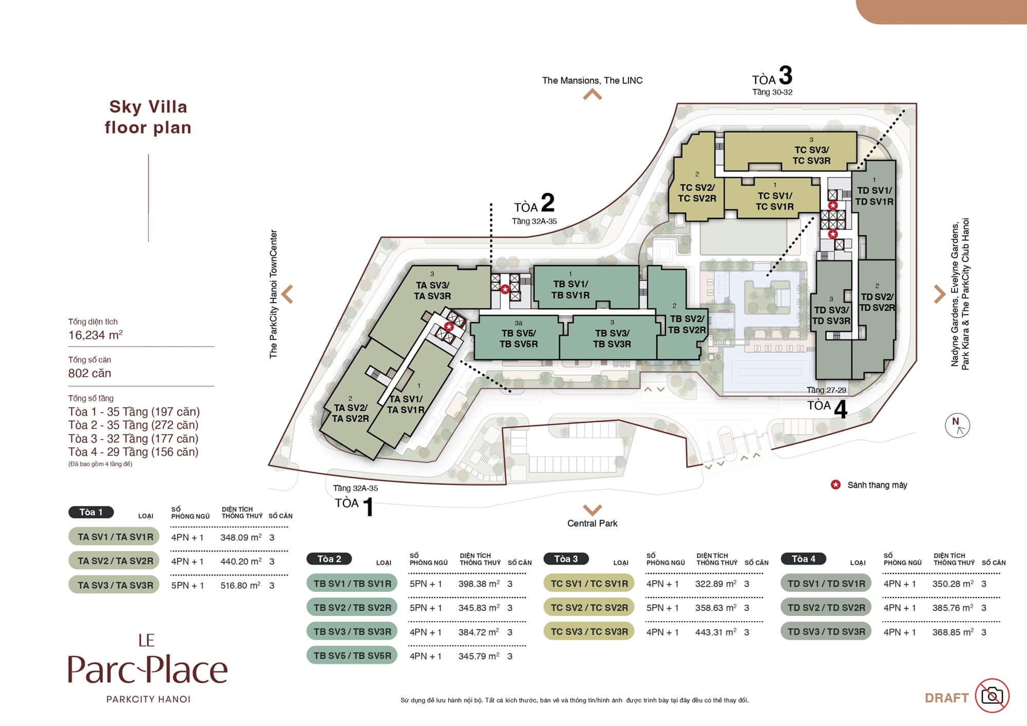 mặt bằng dự án le parc place parkcity hanoi