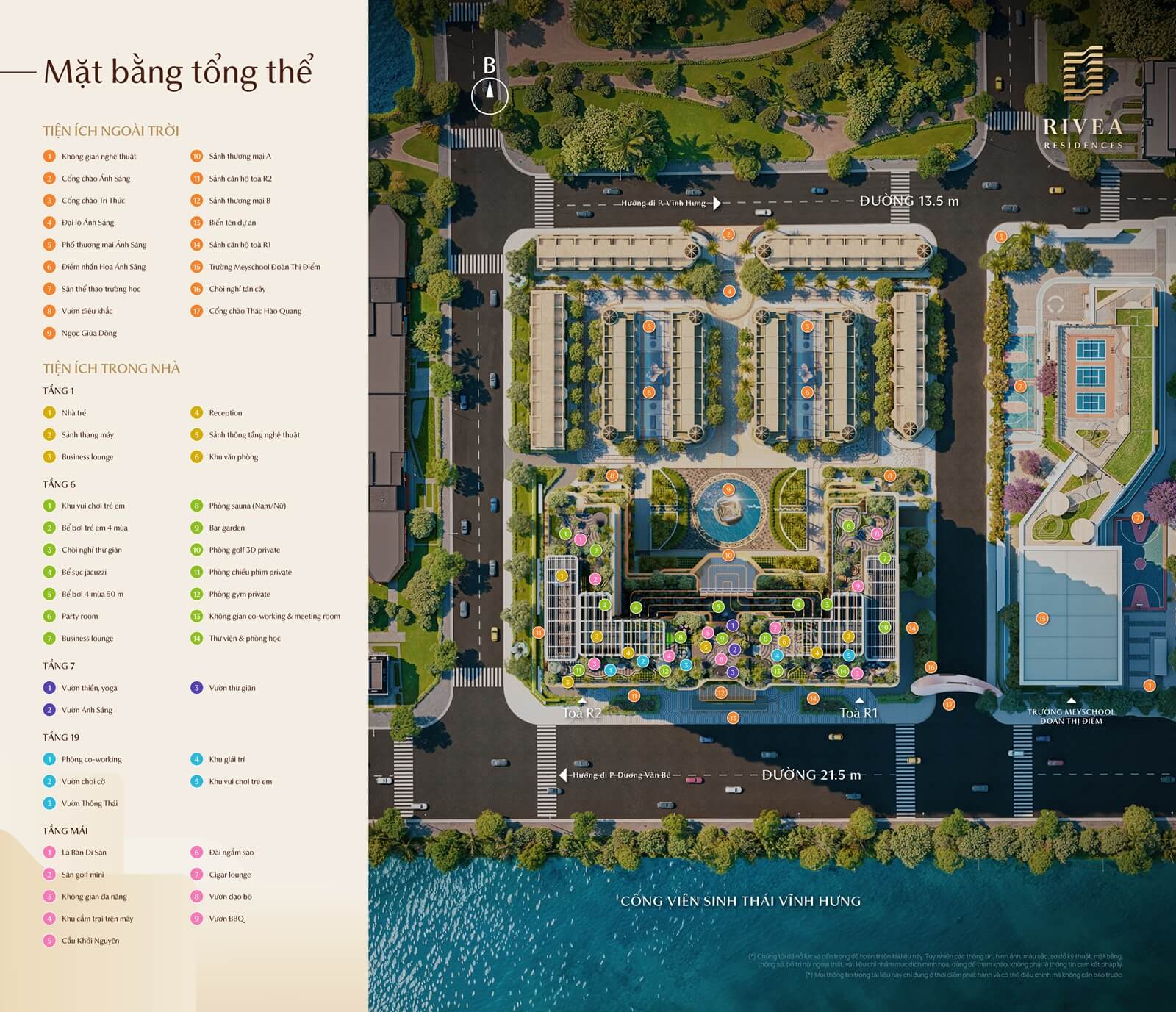 mặt bằng tiện ích dự án rivea residences hoàng mai hà nội