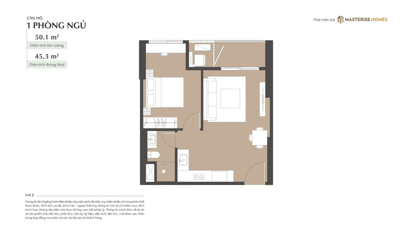 thiết kế căn hộ 1 phòng ngủ lumiere essence peak cổ loa