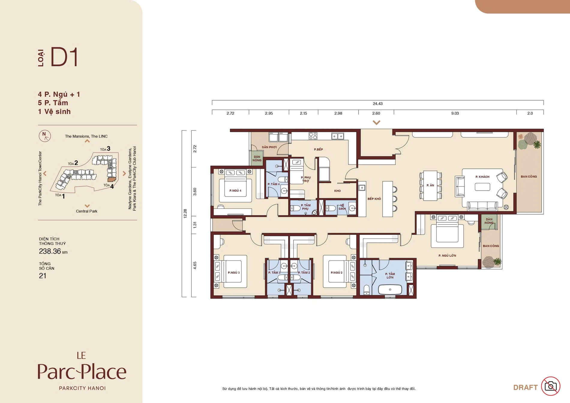 thiết kế căn hộ le parc place parkcity hà nội