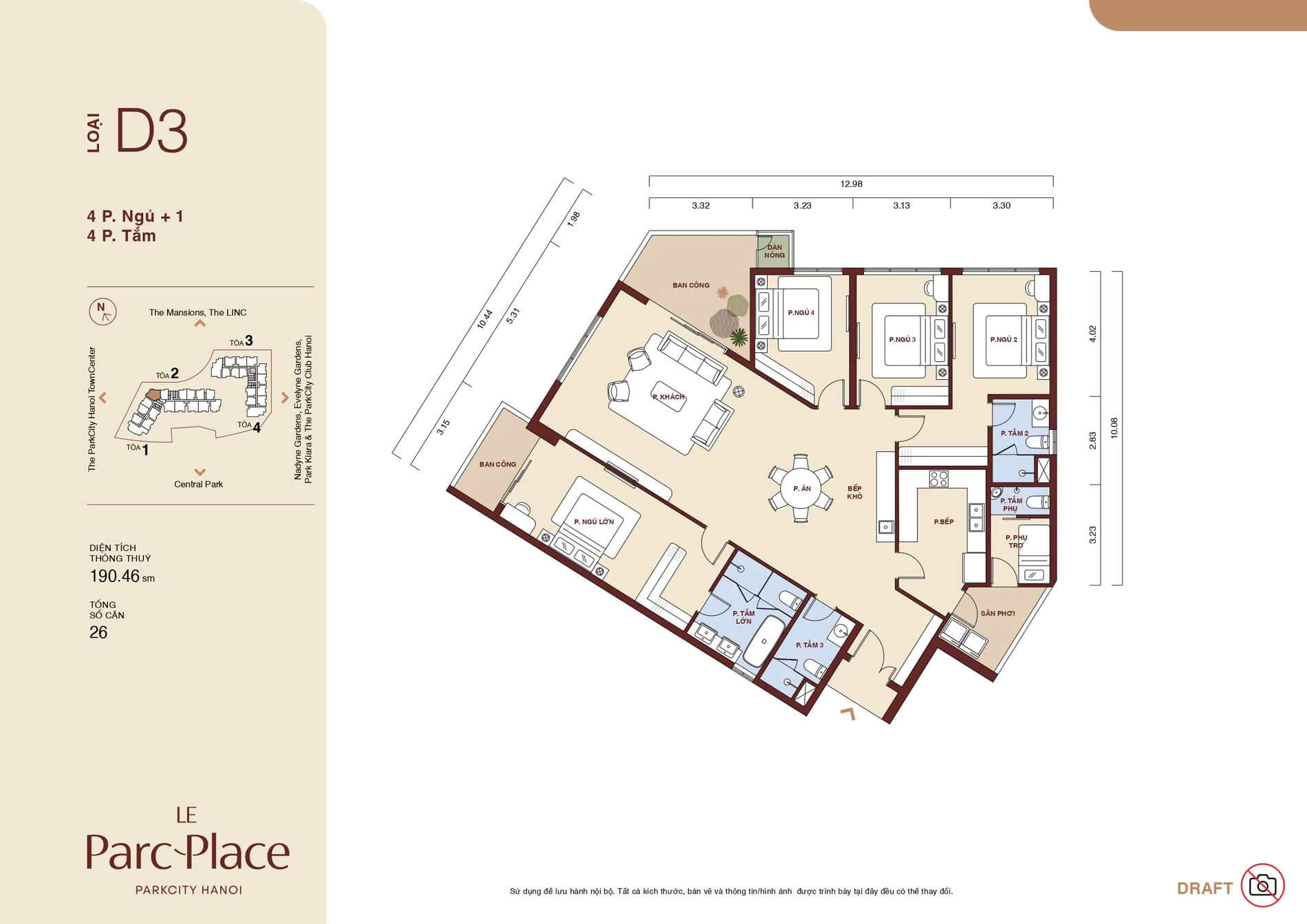 thiết kế căn hộ le parc place parkcity hà nội