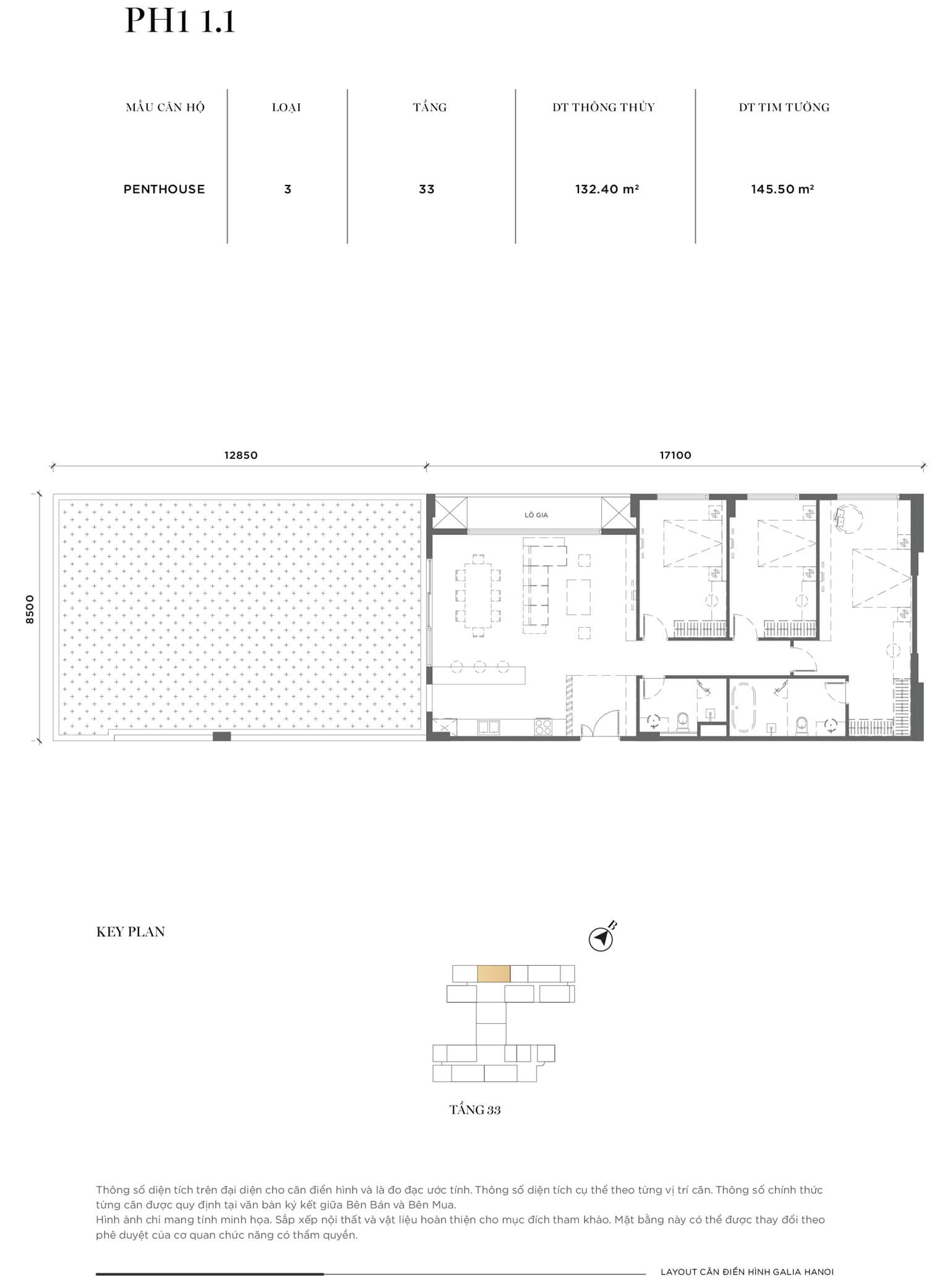 Thiết kế căn hộ Penthouse dự án Galia Hanoi Yên Sở Hoàng Mai