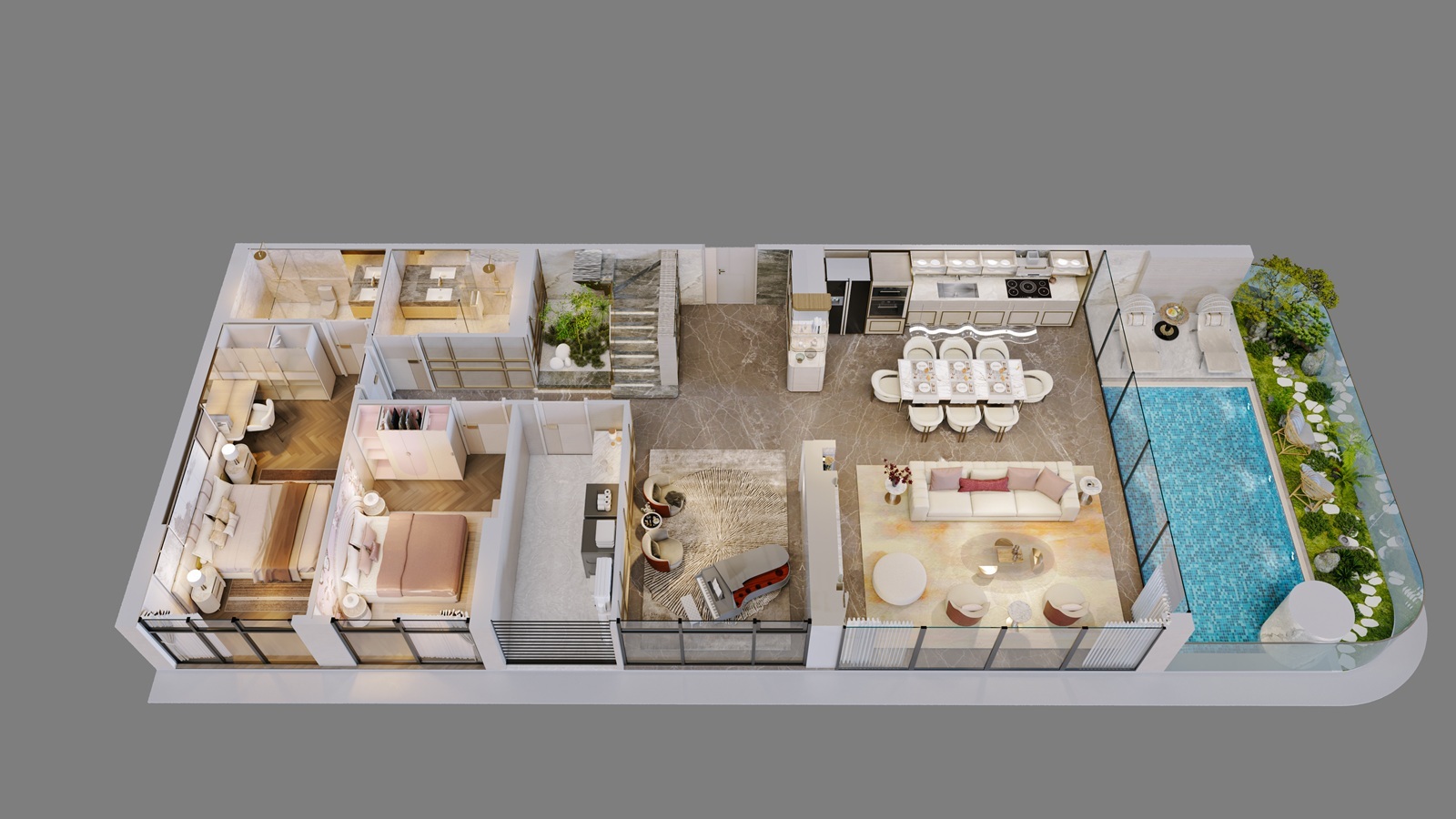 thiết kế căn hộ duplex rivea residences hà nội