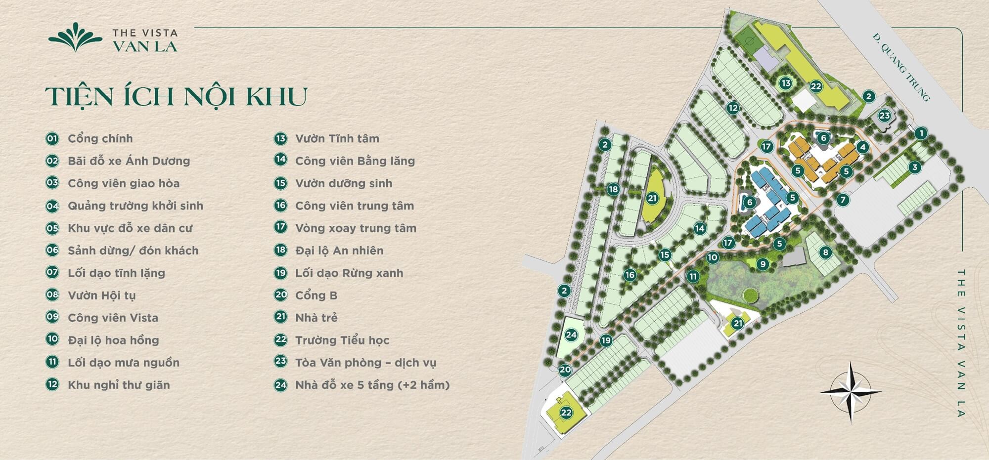 tiện ích dự án the vista văn la hà đông