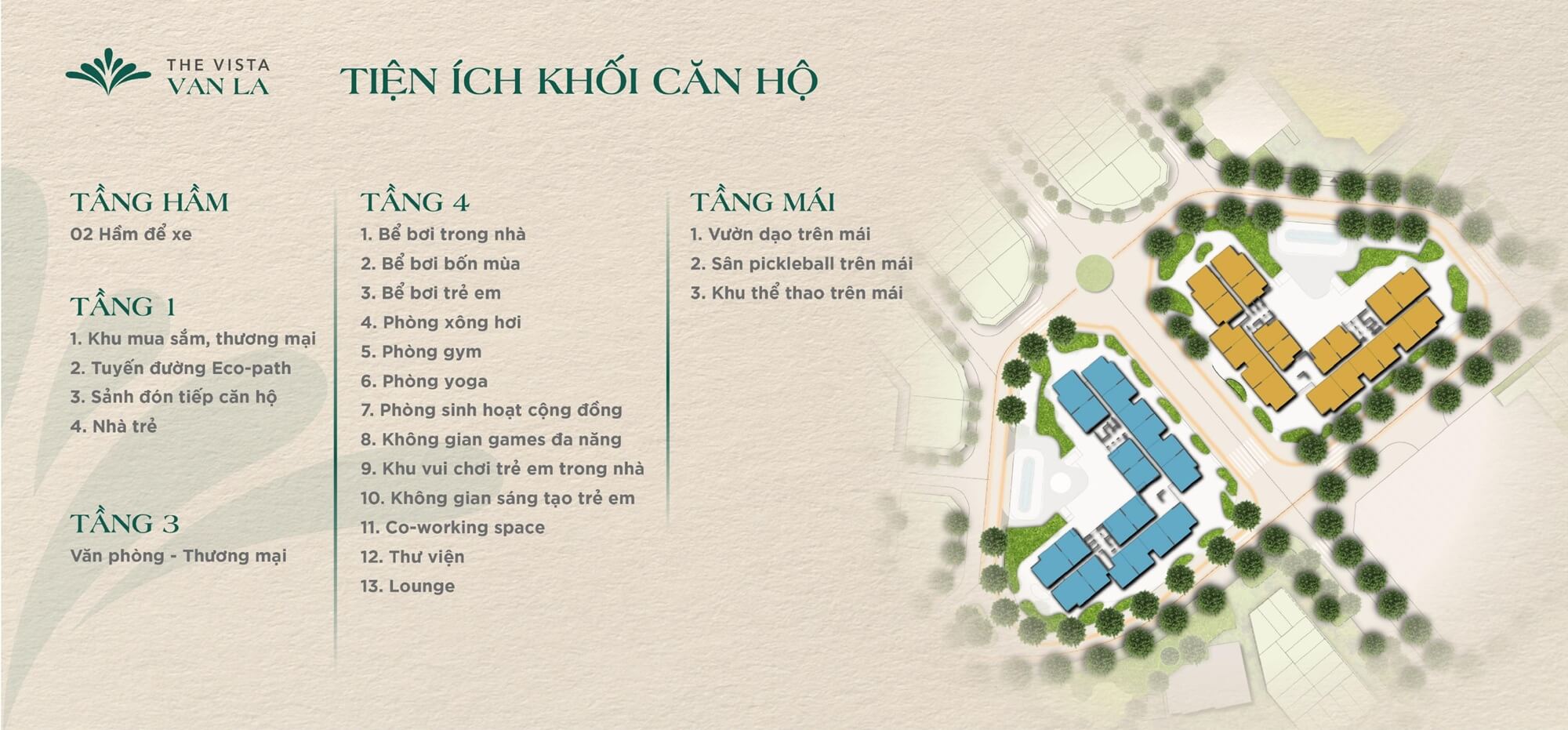 tiện ích dự án the vista văn la hà đông