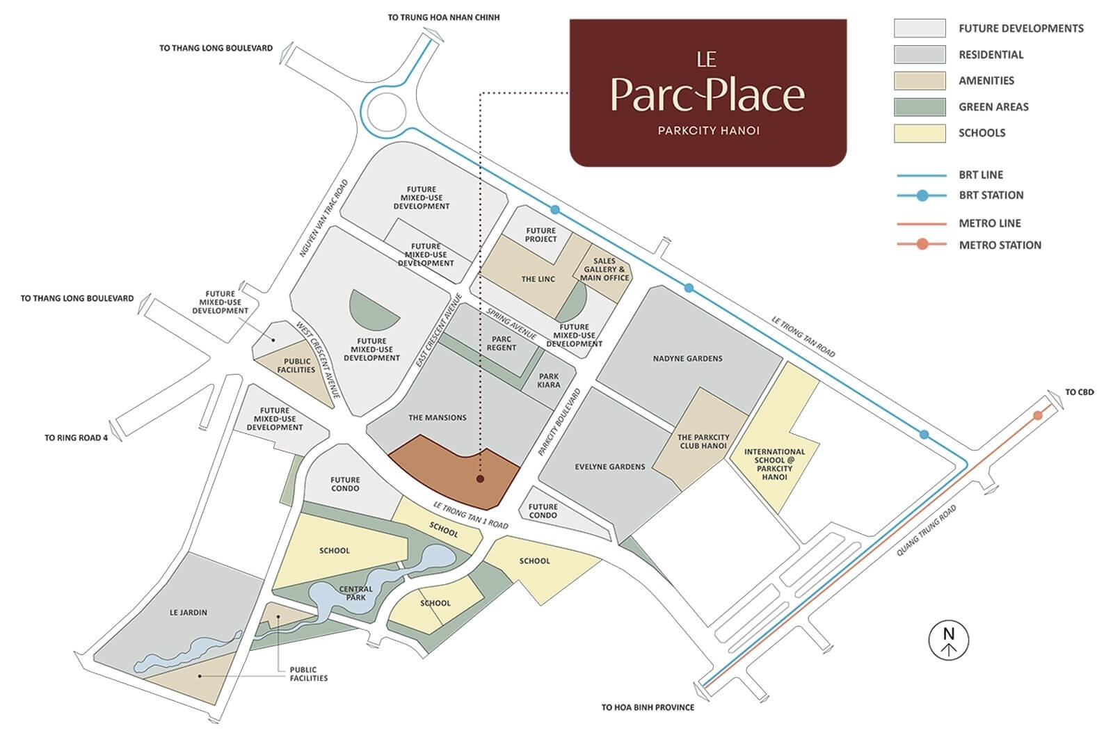 vị trí dự án le parc place @parkcity hanoi