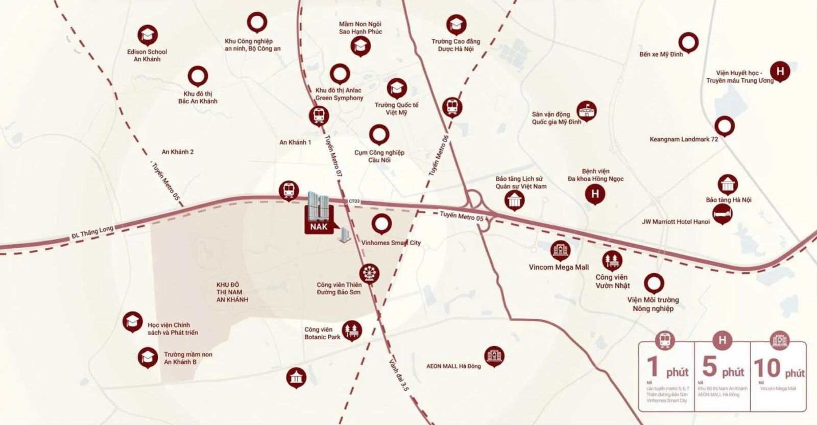 vị trí dự án metropoli5 nam an khánh