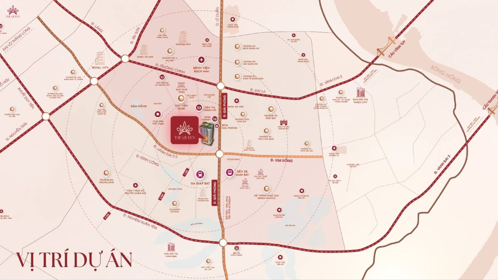 vị trí dự án the queen 360 giải phóng